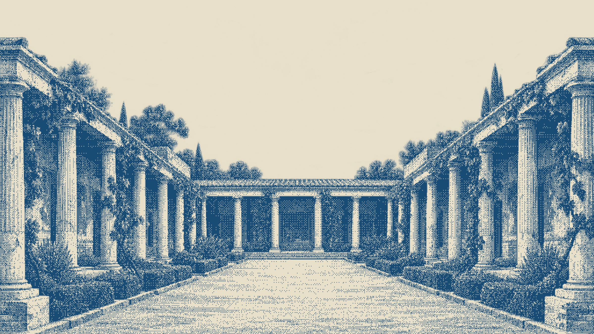 Dithered ancient Roman peristyle garden